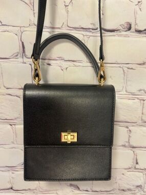 NEELY & CHLOE #19 THE MINI LADY BLACK SAFFIANO LEATHER TOP HANDLE CROSSBODY